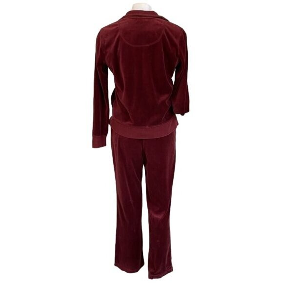 Vintage Charter Club Velour Jogger Set Maroon Track Suit Size S - Picture 10 of 16